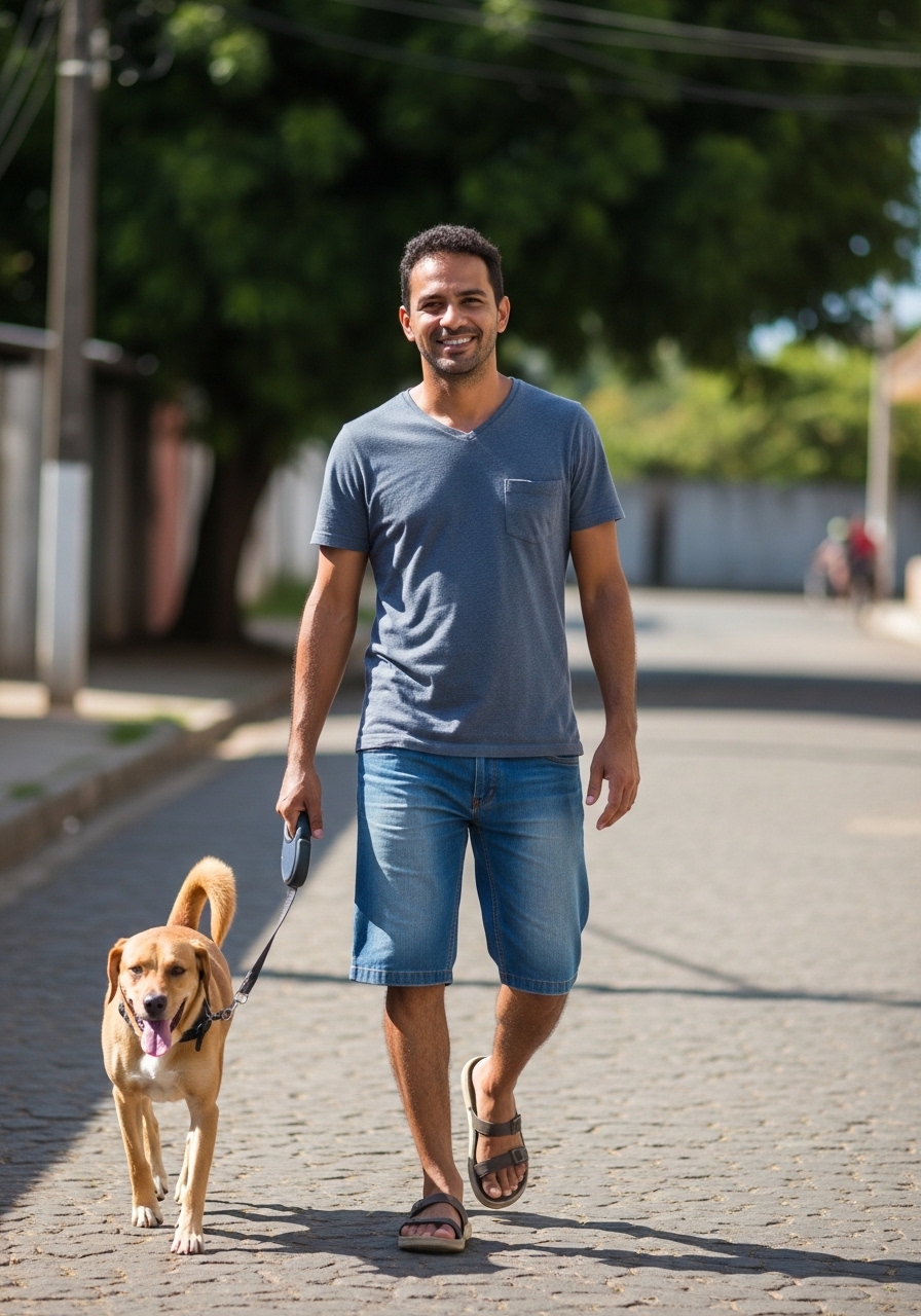 Pessoa treinando cachorro em casa